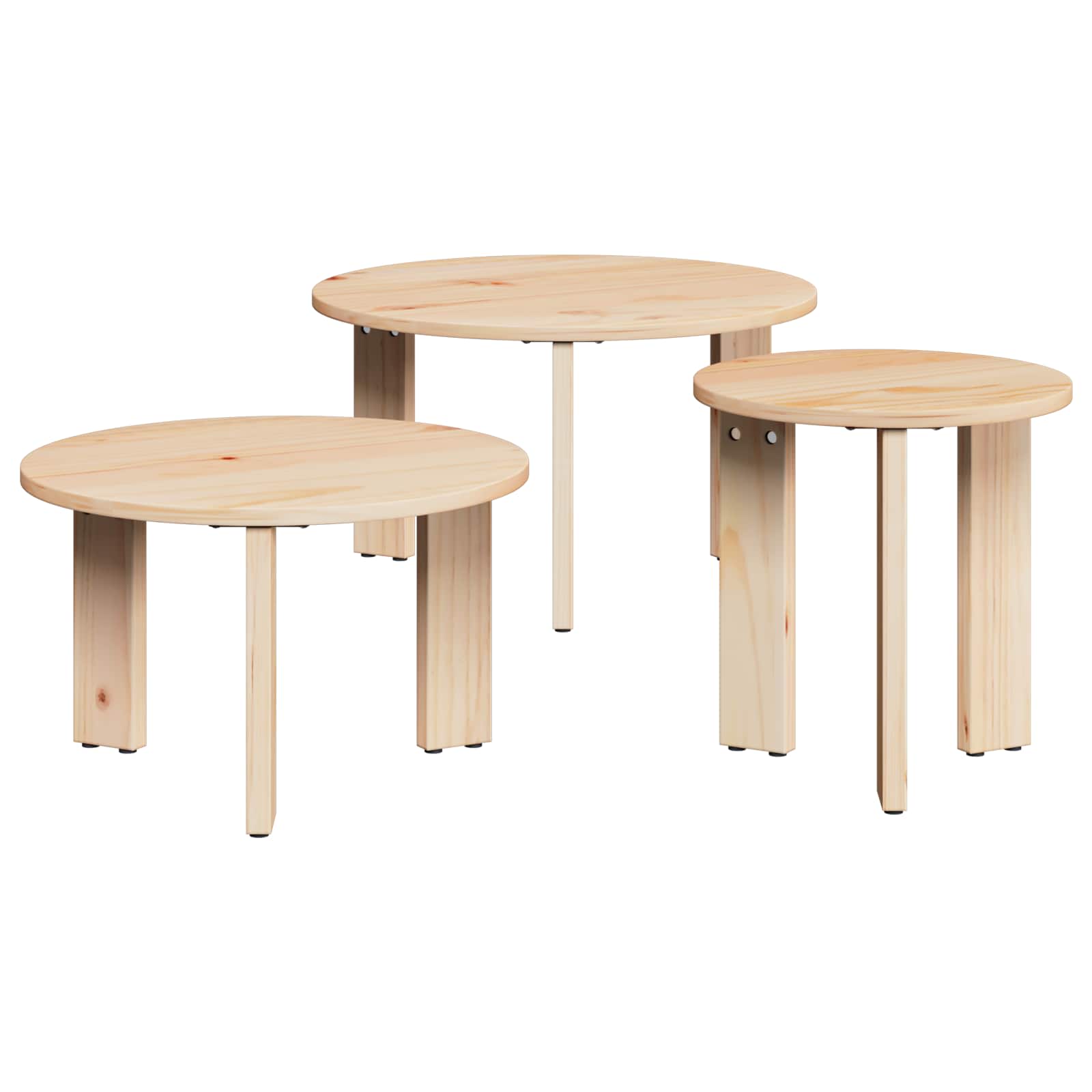 Table basse 3 pcs Naturel Bois massif en pin - XIOS