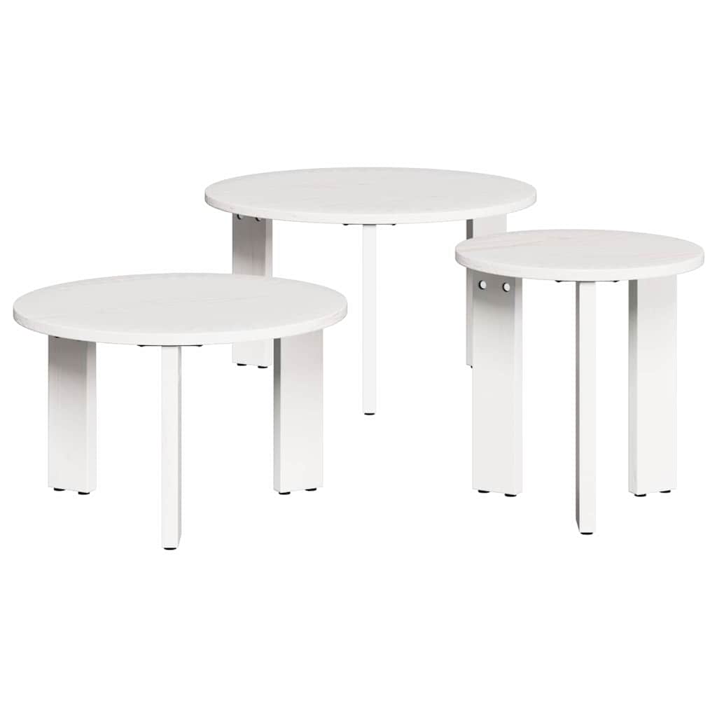Table basse 3 pcs Blanc 47,5 x 47,5 x 27 cm Bois massif en pin - XIOS