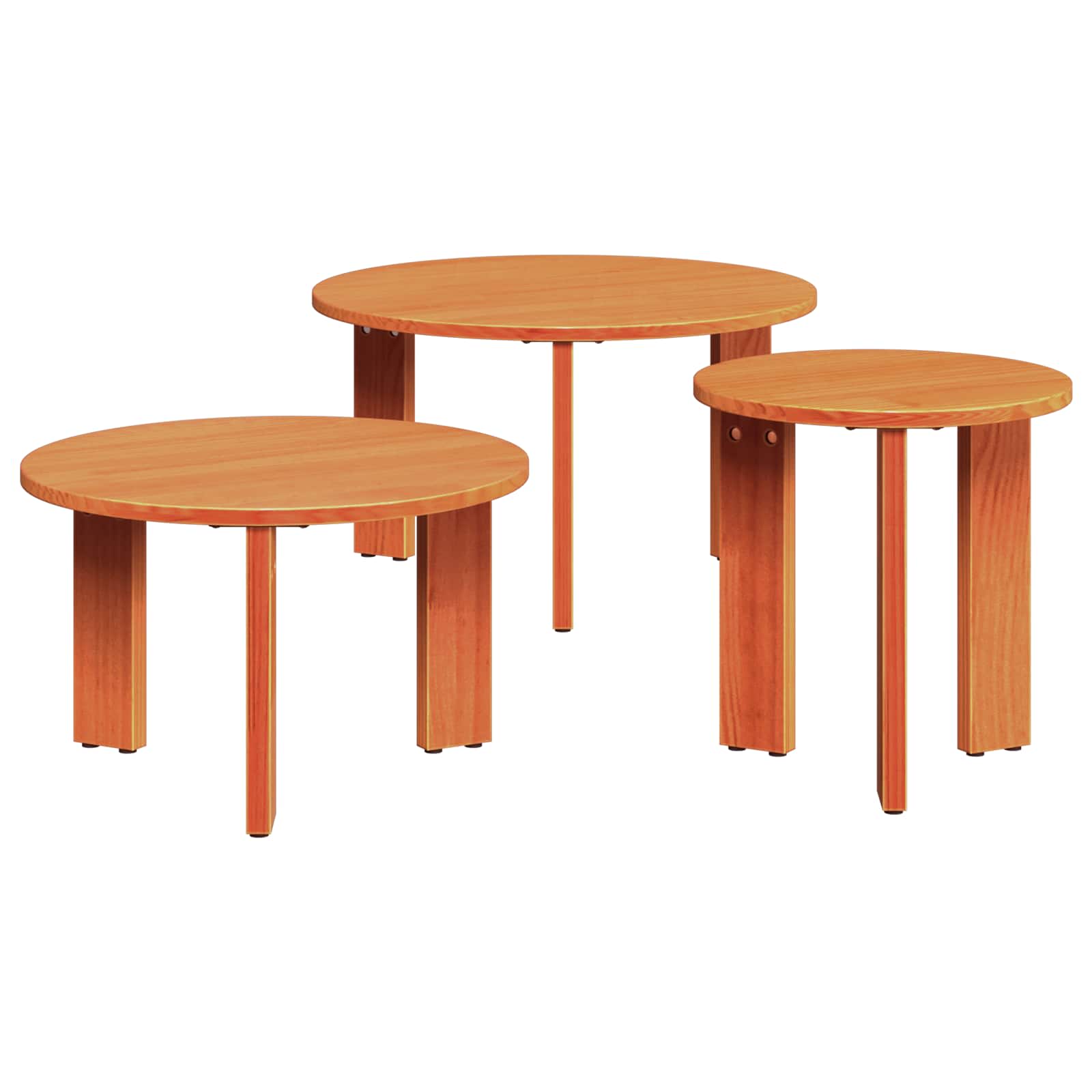 Table basse 3 pcs Brun cire Bois massif en pin - XIOS