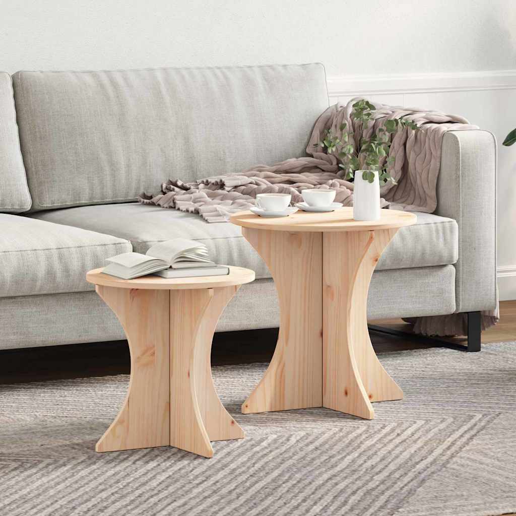 Table basse 2 pcs Naturel 46 x 46 x 47 cm Bois massif en pin - XIOS
