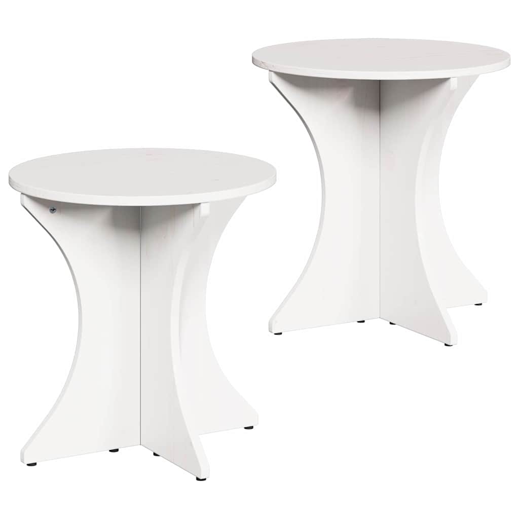 Table basse 2 pcs Blanc Bois massif en pin - XIOS