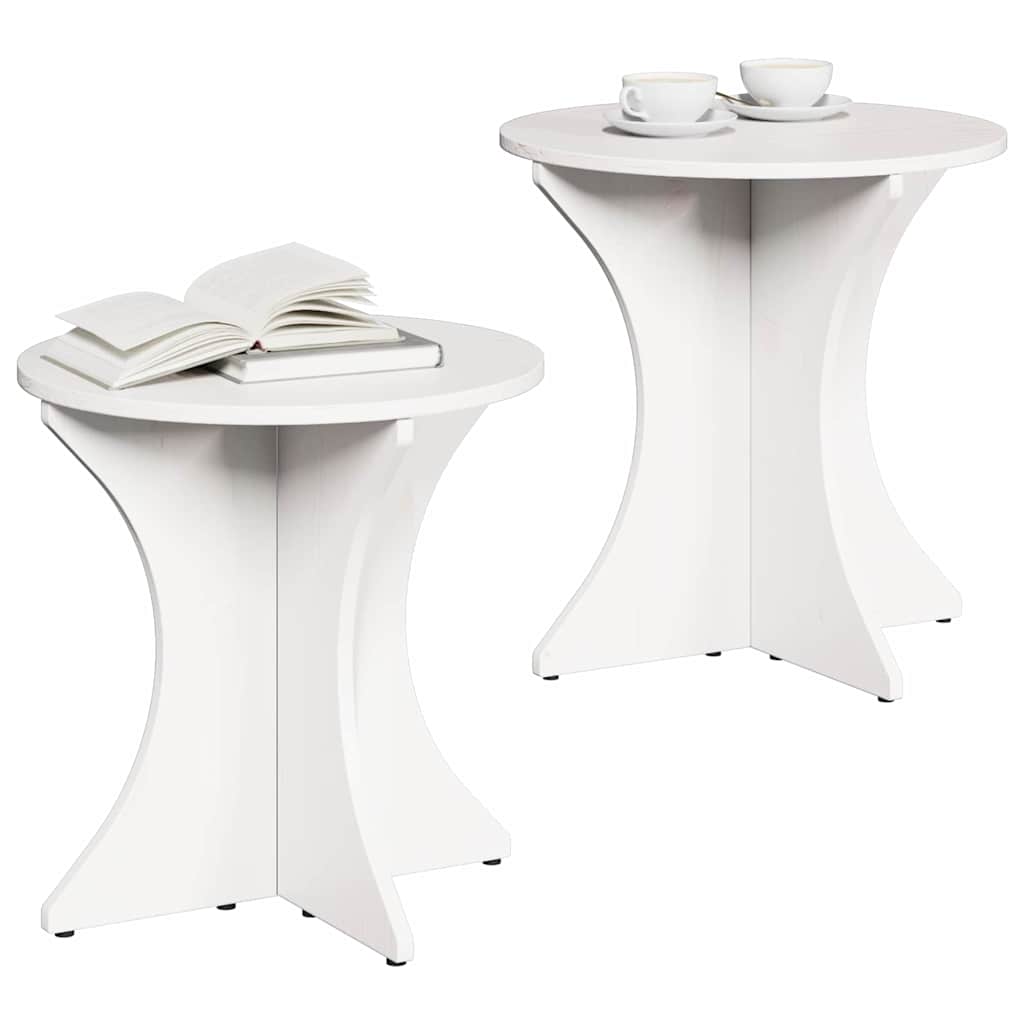 Table basse 2 pcs Blanc 46 x 46 x 47 cm Bois massif en pin - XIOS