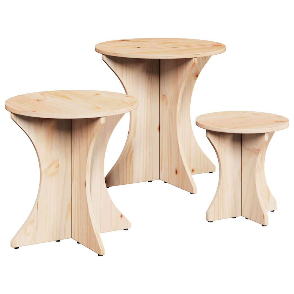 Table basse 3 pcs Naturel 46 x 46 x 47 cm Bois massif en pin - XIOS