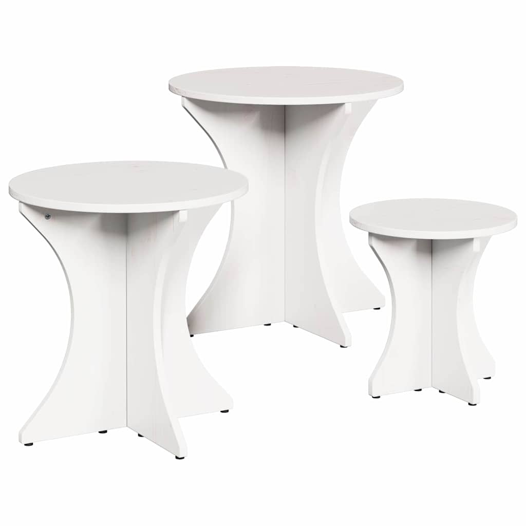 Table basse 3 pcs Blanc 46 x 46 x 47 cm Bois massif en pin - XIOS
