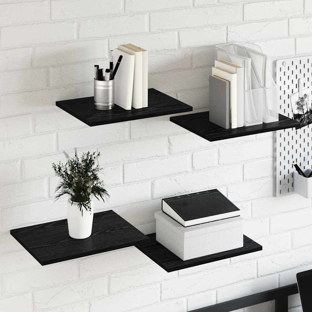 Étagère à livres 4 pcs Noir 40 x 30 x 1.5 cm Bois d'ingénierie - XIOS