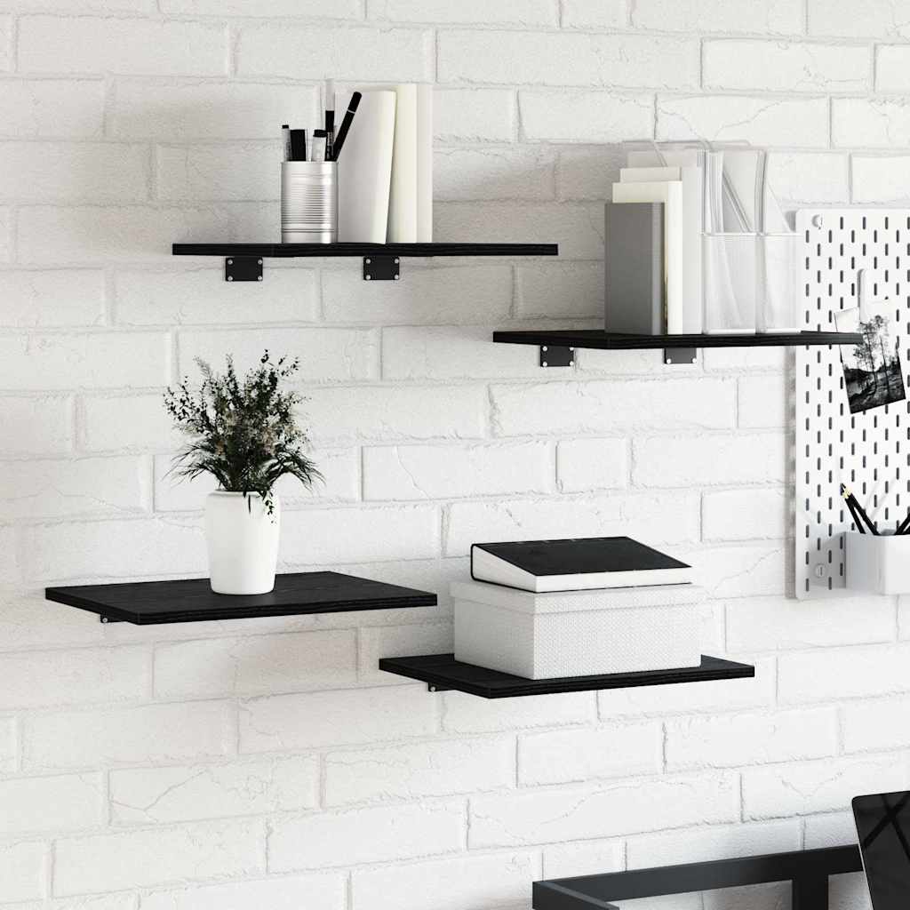 Étagère à livres 4 pcs Noir 40 x 30 x 1.5 cm Bois d'ingénierie - XIOS