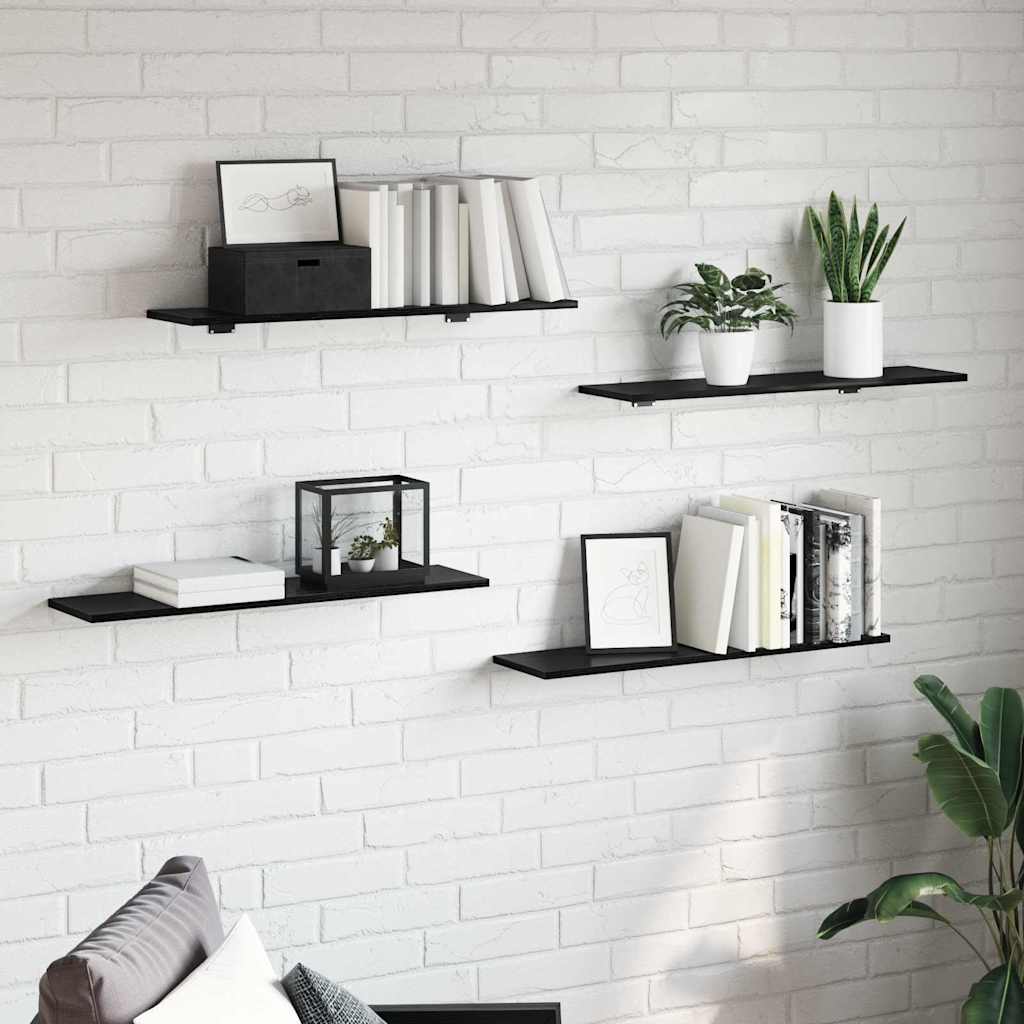 Étagère à livres 4 pcs Noir 80 x 20 x 1,5 cm Bois d'ingénierie - XIOS