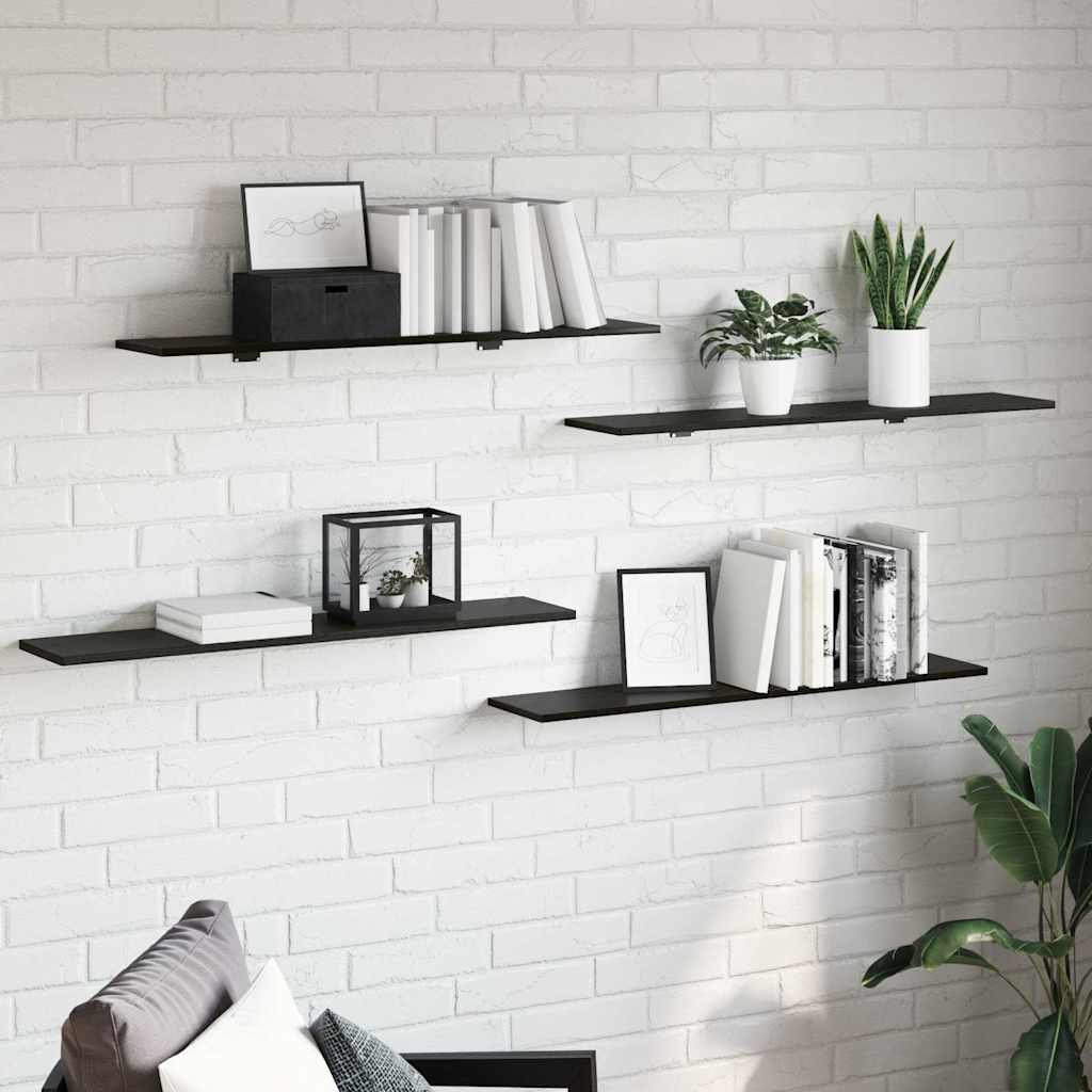 Étagère à livres 4 pcs Noir 100 x 20 x 1.5 cm Bois d'ingénierie - XIOS