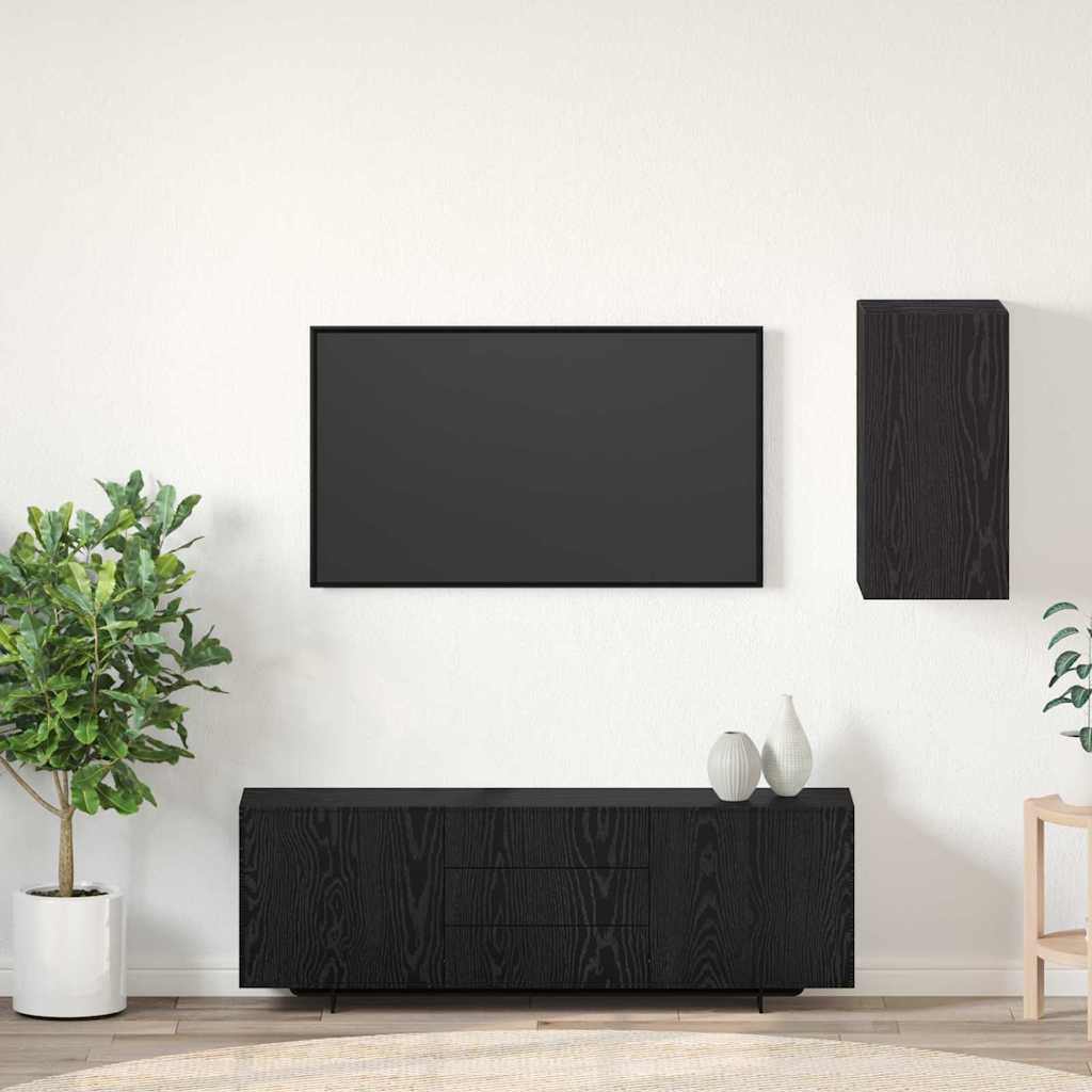 Meuble TV mural Chêne noir 30,5 x 30 x 60 cm Bois d'ingénierie - XIOS