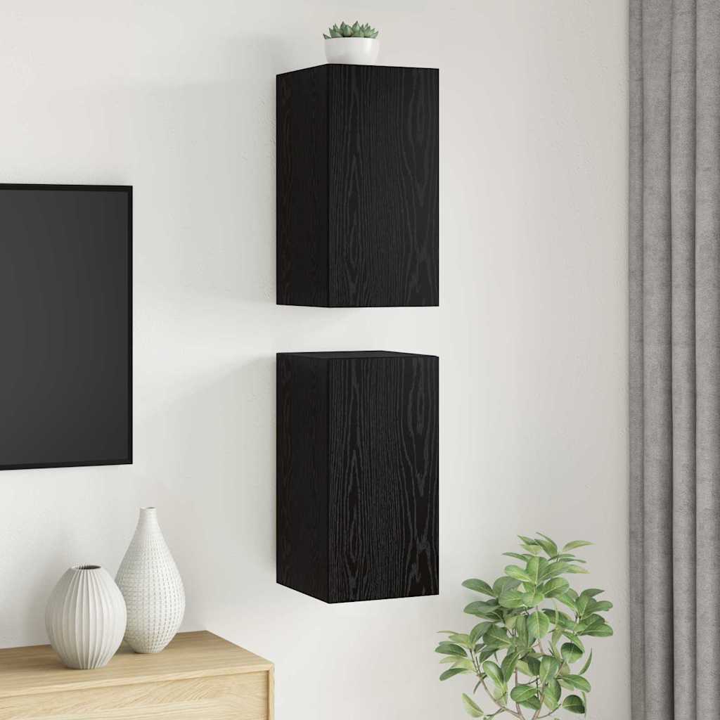 Meuble TV mural 2 pcs Chêne noir 30,5 x 30 x 60 cm - XIOS