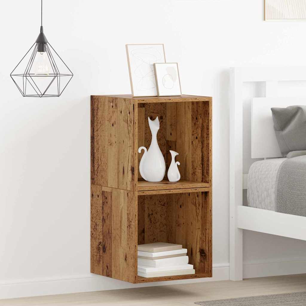 Meuble mural avec étagère 2 pcs Bois ancien 37 x 37 x 37 cm - XIOS
