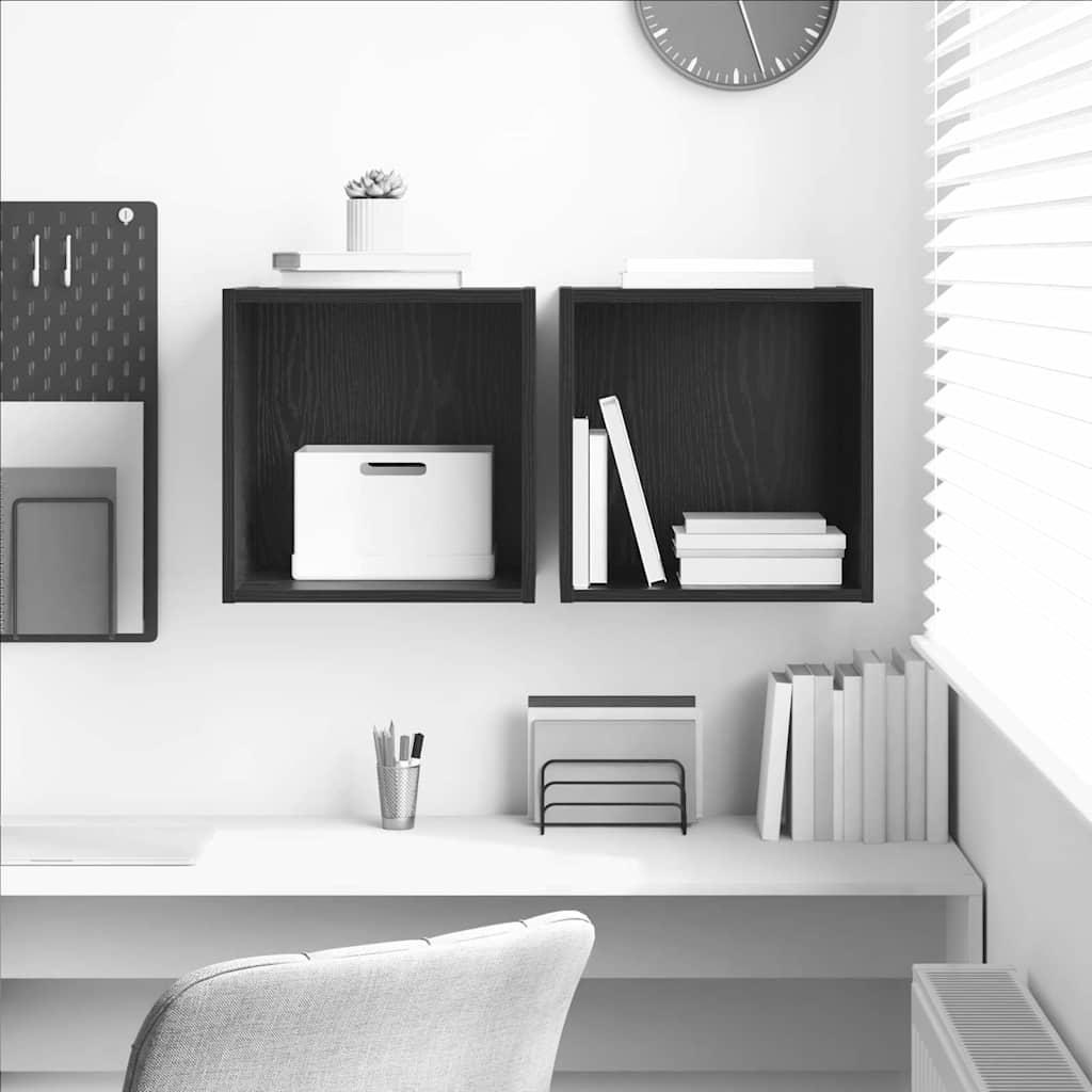 Meuble mural Montage mural 2 pc Chêne noir 37 x 37 x 37 cm - XIOS