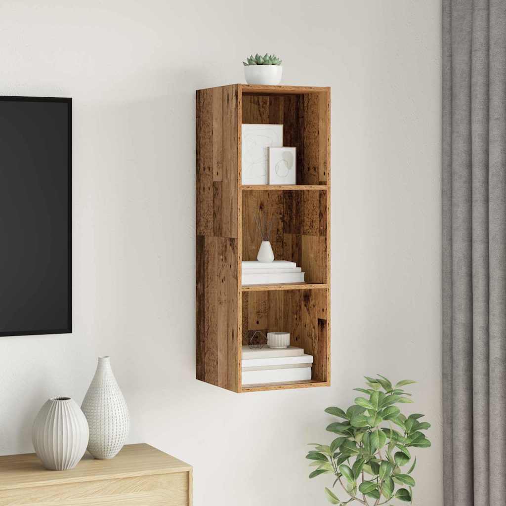 Ensemble meuble TV Montage mural Bois Ancien 37 x 37 x 107 cm - XIOS