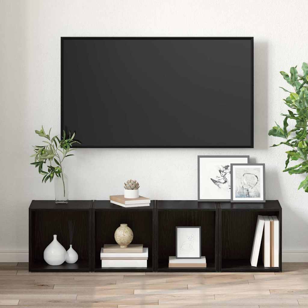 Ensemble meuble TV Montage mural 4 pcs Noir 37 x 35 x 37,5 cm - XIOS