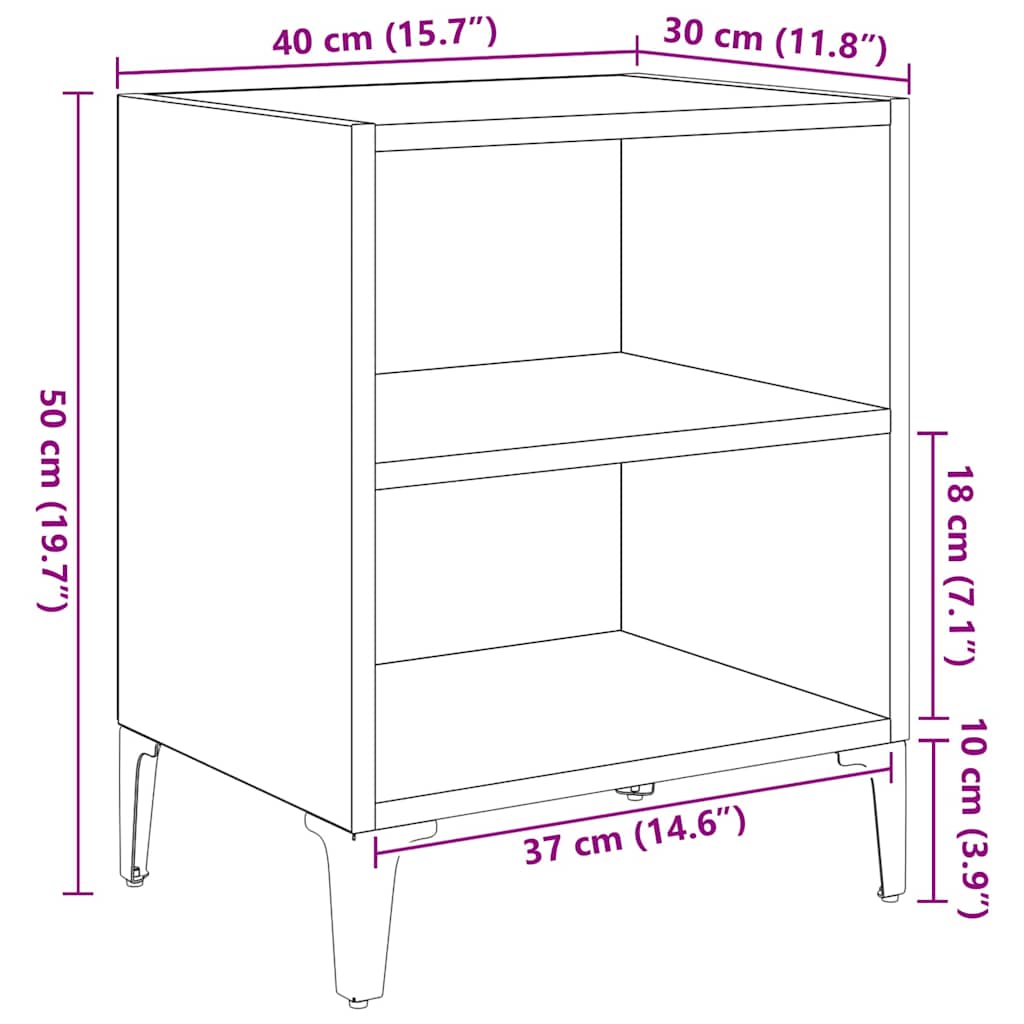 Cabinet de chevet 2 pc Chêne artisanal 40 x 30 x 50 cm - XIOS