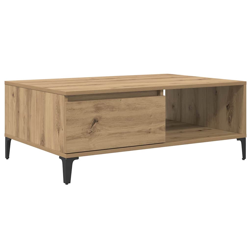 Table basse chêne artisanal 90 x 60 x 35 cm Bois d'ingénierie