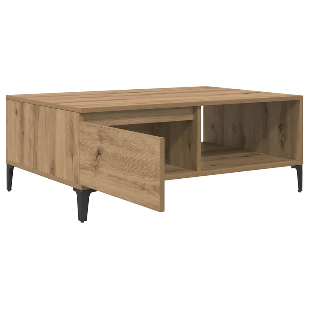 Table basse chêne artisanal 90 x 60 x 35 cm Bois d'ingénierie