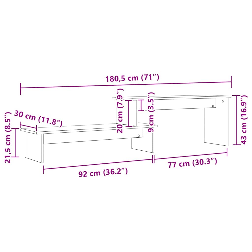 Meuble TV Chêne noir 180 x 30 x 43 cm Bois d'ingénierie - XIOS