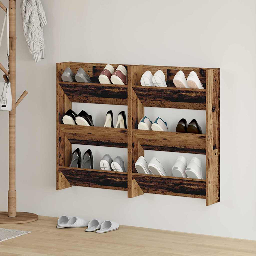 Cabinet à chaussures 2 pcs Bois ancien 60 x 18 x 90 cm - XIOS