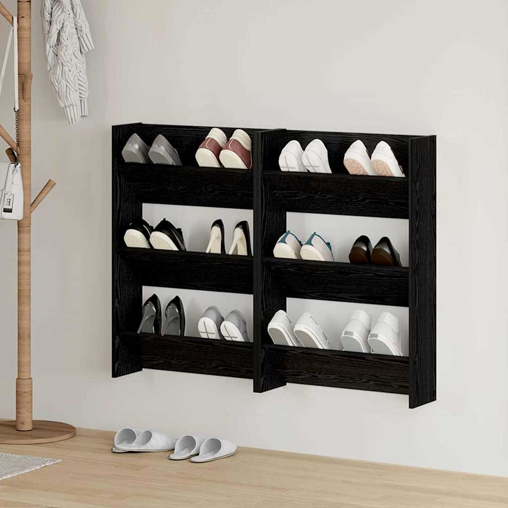 Cabinet à chaussures 2 pcs Chêne noir 60 x 18 x 90 cm - XIOS