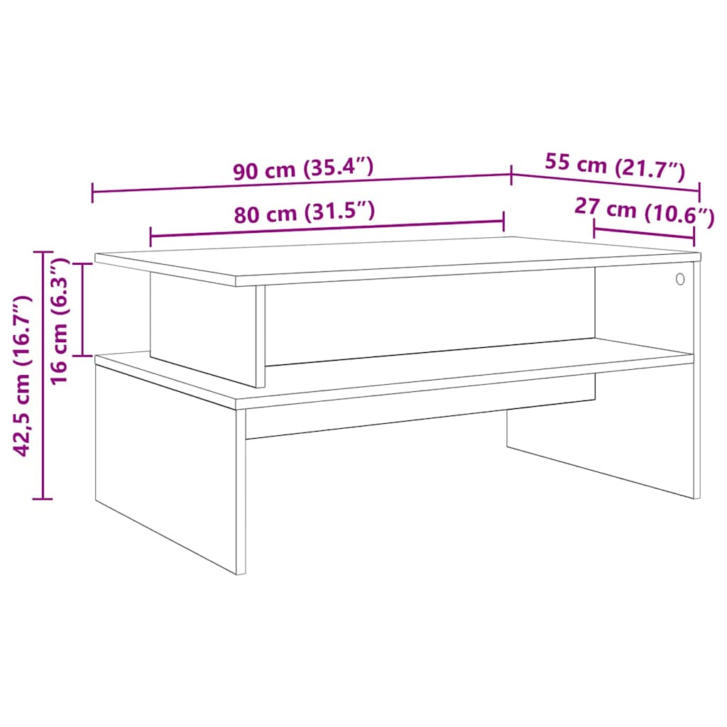 Table basse Vieux bois 90 x 55 x 42.5 cm Bois d'ingénierie - XIOS