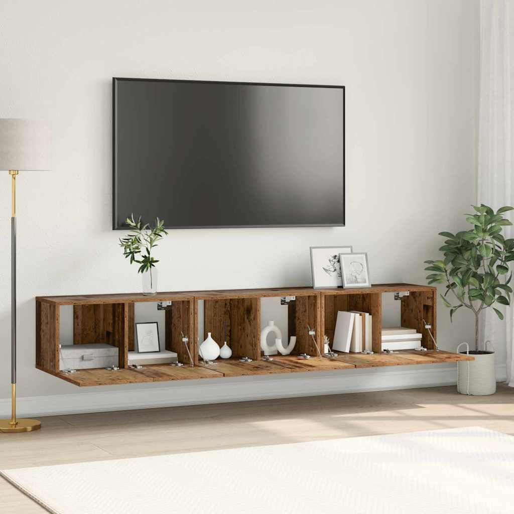 Ensemble meuble TV Montage mural 3 pcs Marron 60 x 30 x 30 cm - XIOS