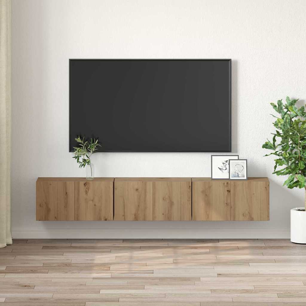 Ensemble meuble TV Montage mural 3 pcs Marron 60 x 30 x 30 cm - XIOS