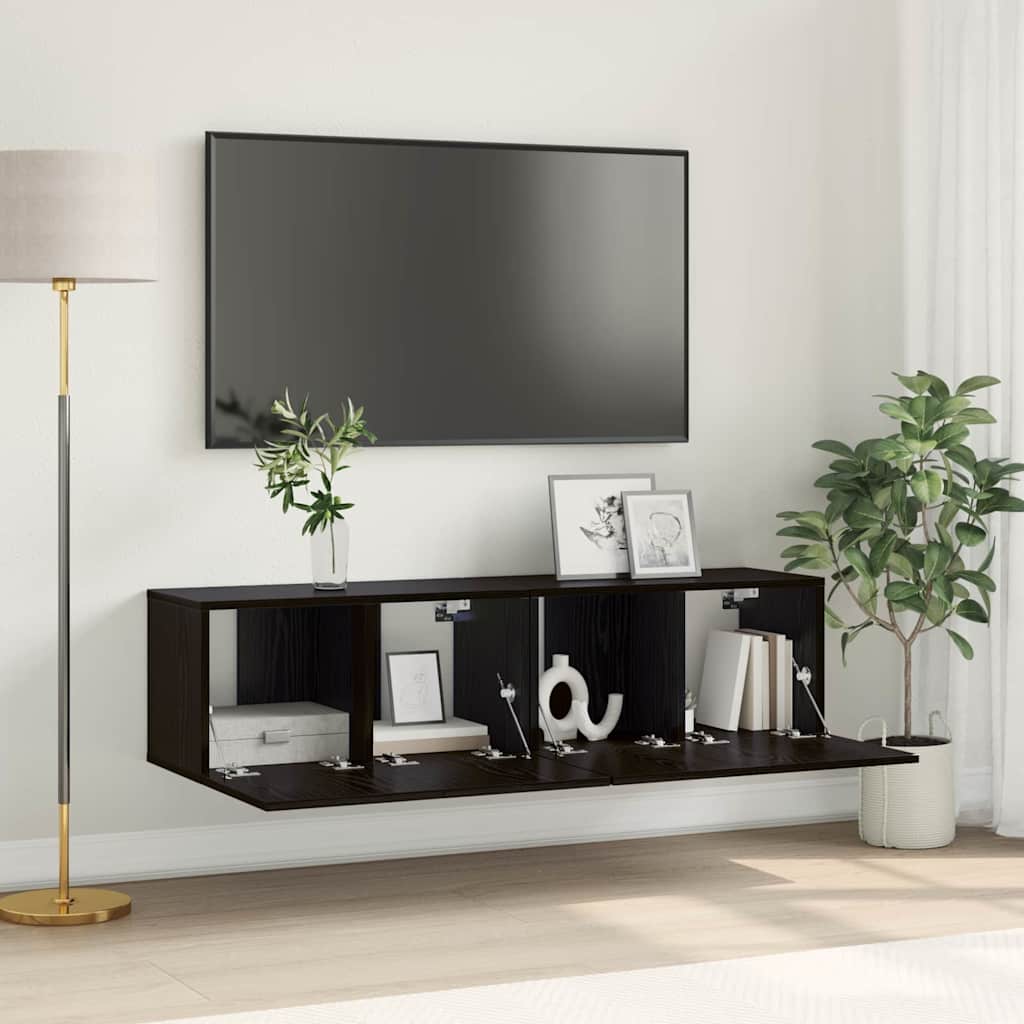 Meuble TV 2 pcs Noir 60 x 30 x 30 cm Bois d'ingénierie - XIOS