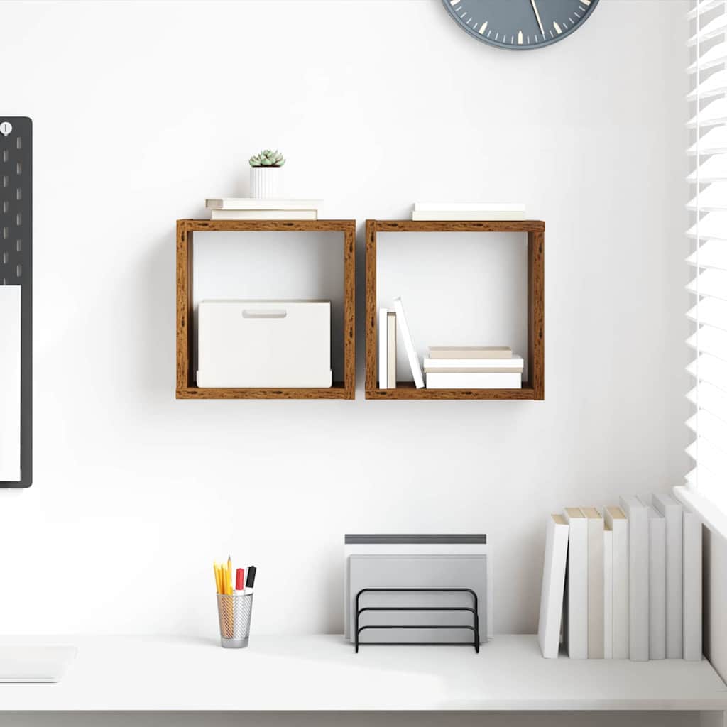 Étagères Murales avec étagère 2 pcs Bois ancien 26 x 15 x 26 cm - XIOS