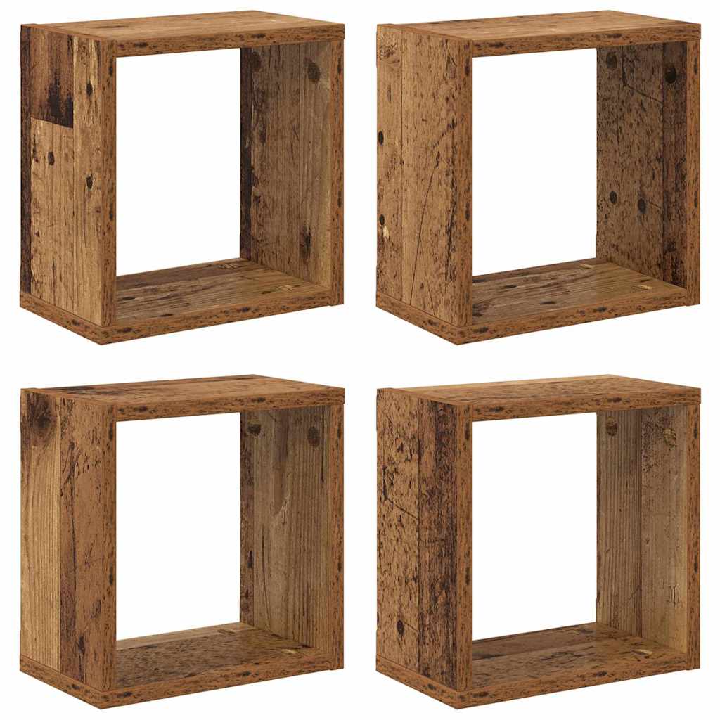 Étagères murales avec étagère 4 pcs Bois ancien 26 x 15 x 26 cm - XIOS