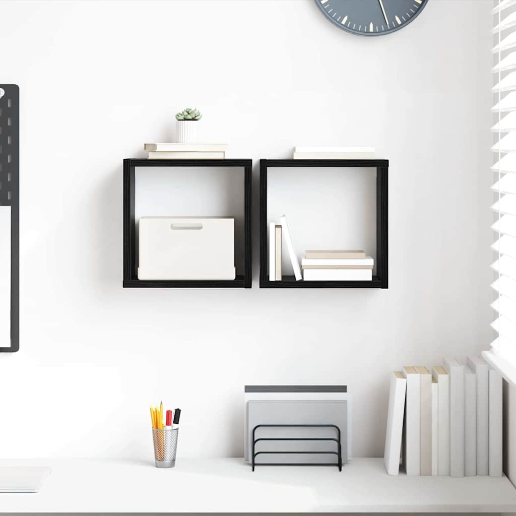 Étagères murales avec étagère 2 pcs Chêne noir 26 x 15 x 26 cm - XIOS