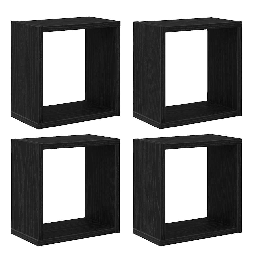Étagères murales avec étagère 4 pcs Chêne Noir 26 x 15 x 26 cm - XIOS