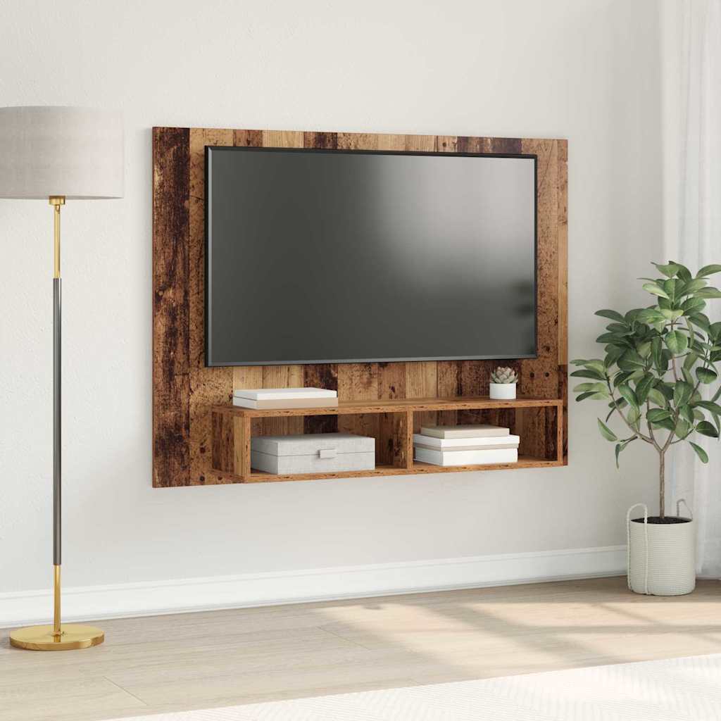 Ensemble meuble TV Montage mural Bois Ancien 120 x 23,5 x 90 cm - XIOS