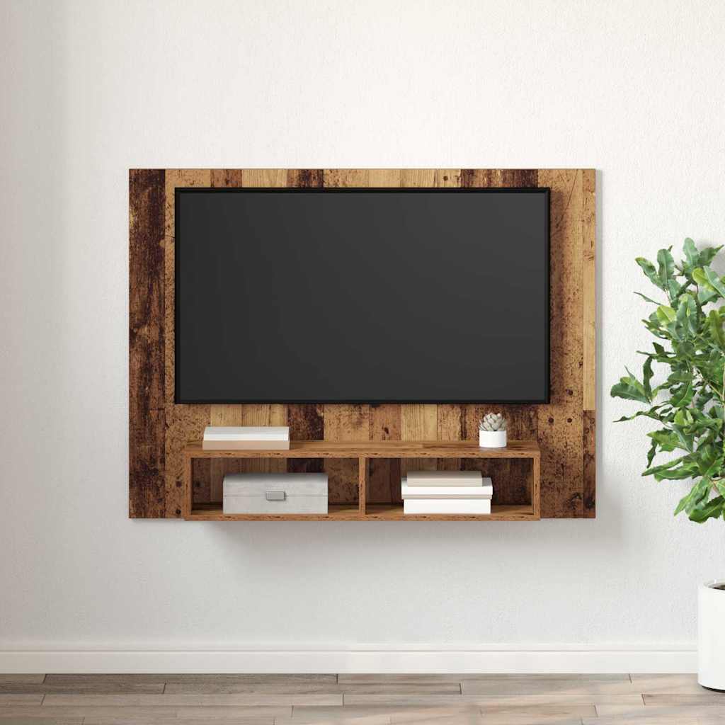 Ensemble meuble TV Montage mural Bois Ancien 120 x 23,5 x 90 cm - XIOS