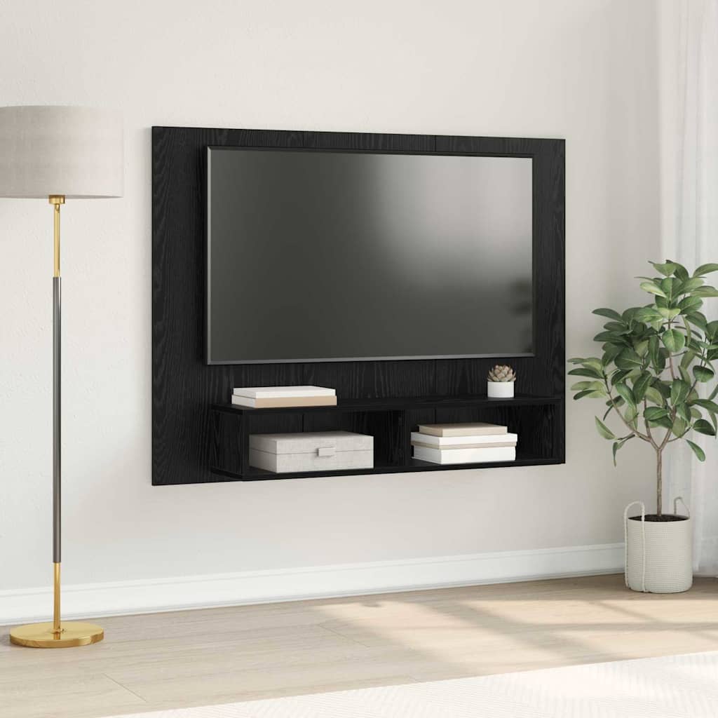Ensemble meuble TV Montage mural Chêne noir 120 x 23,5 x 90 cm - XIOS