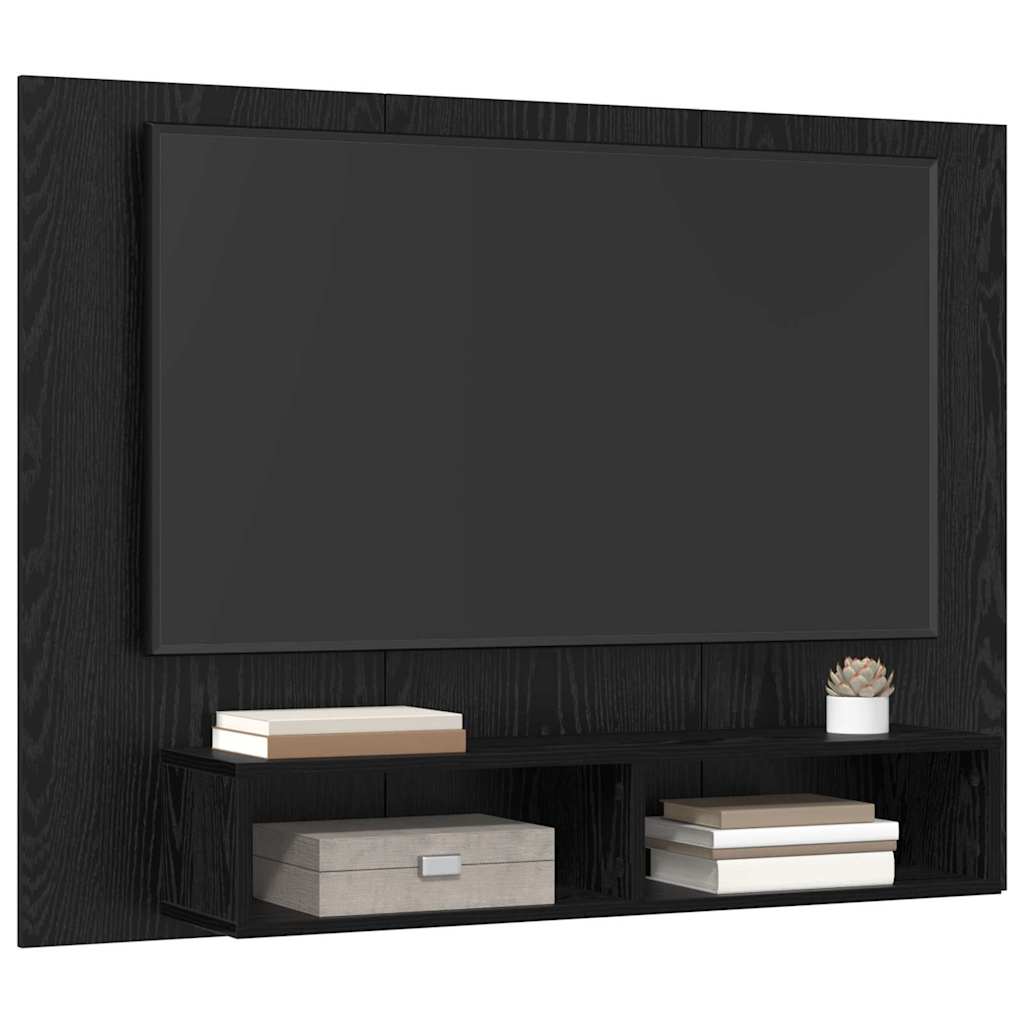 Ensemble meuble TV Montage mural Chêne noir 120 x 23,5 x 90 cm - XIOS