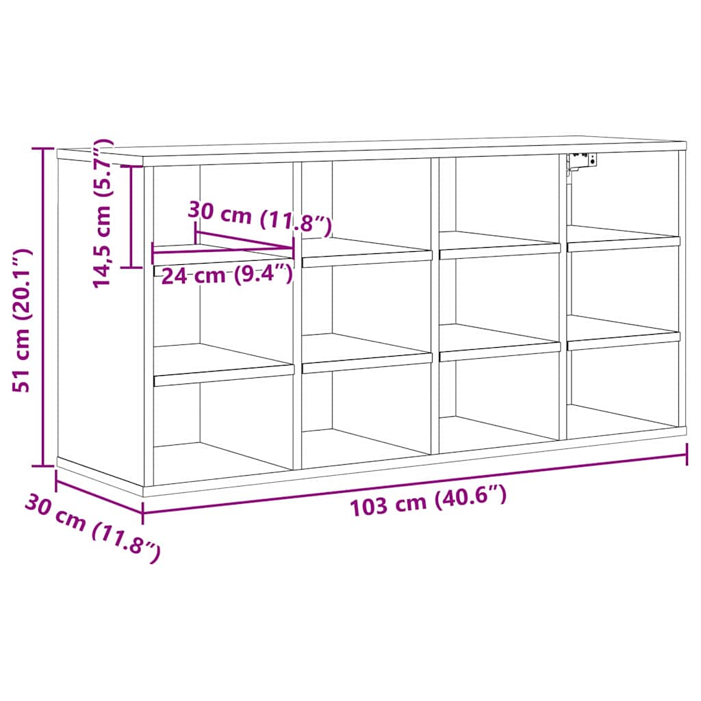 Cabinet à chaussures avec étagère Bois ancien 103 x 30 x 51 cm - XIOS