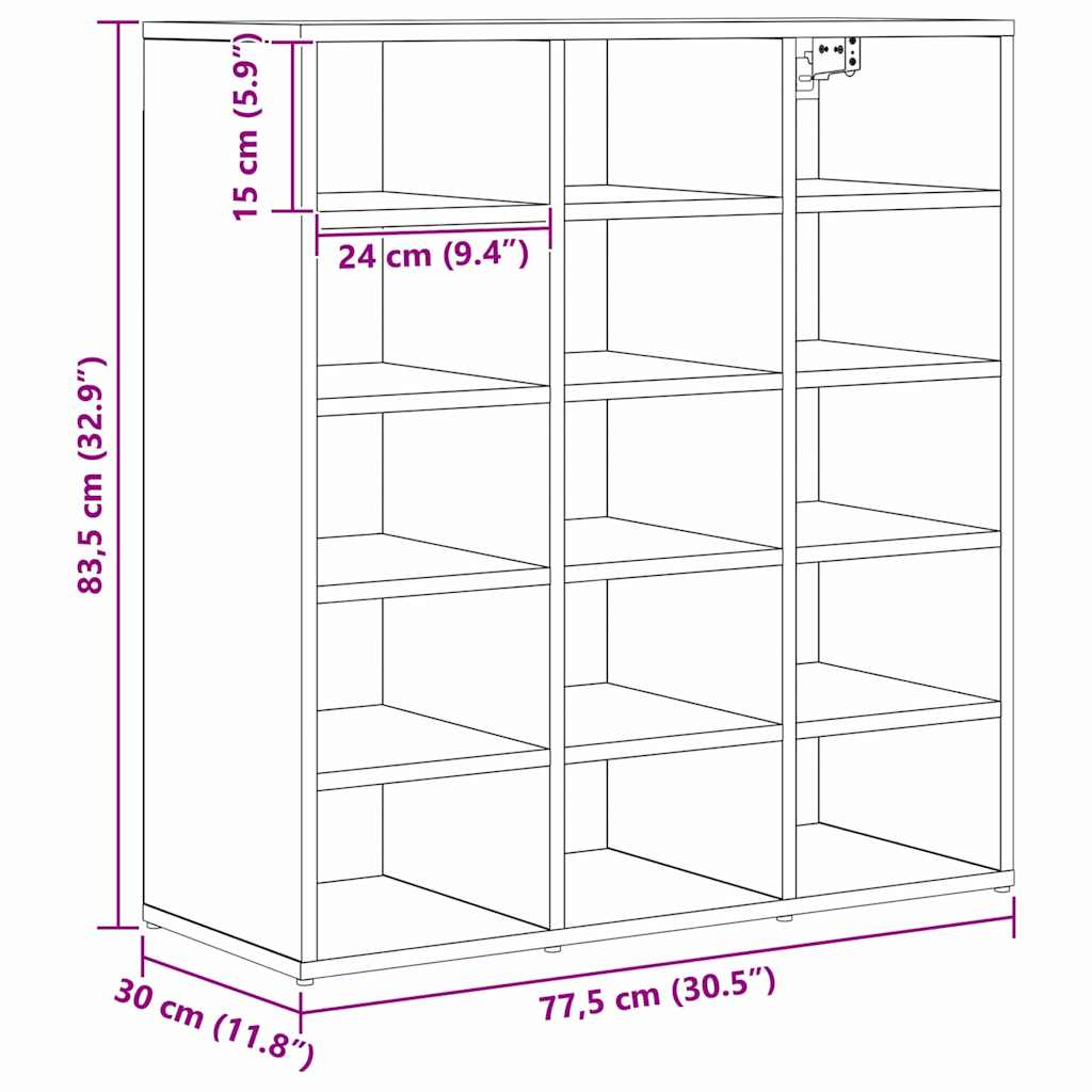Cabinet à chaussures Chêne artisanal 77,5 x 30 x 83,5 cm - XIOS