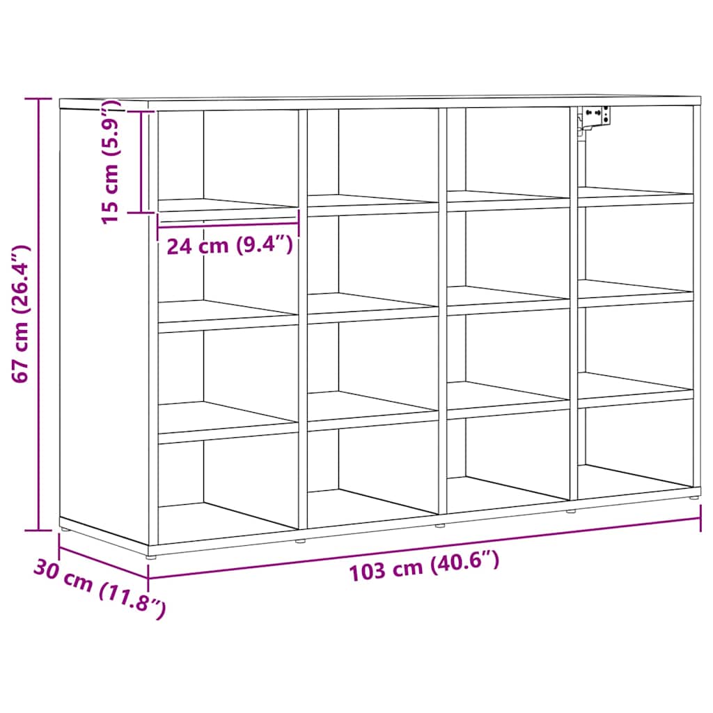 Cabinet à chaussures avec étagère Chêne noir 103 x 30 x 67 cm - XIOS