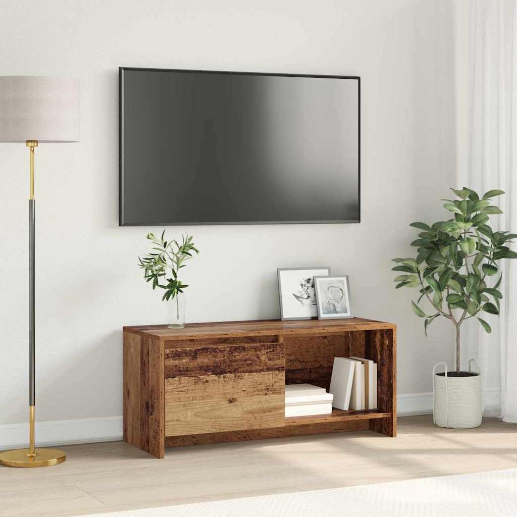 Ensemble meuble TV Montage mural Bois Ancien 90 x 35 x 40 cm - XIOS