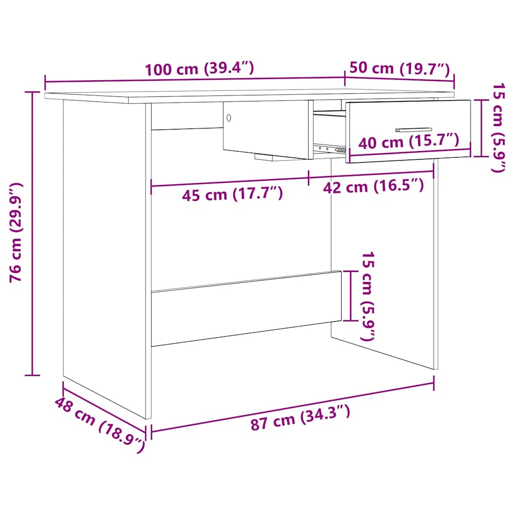 Bureau Chêne noir 100 x 50 x 76 cm Bois d'ingénierie - XIOS