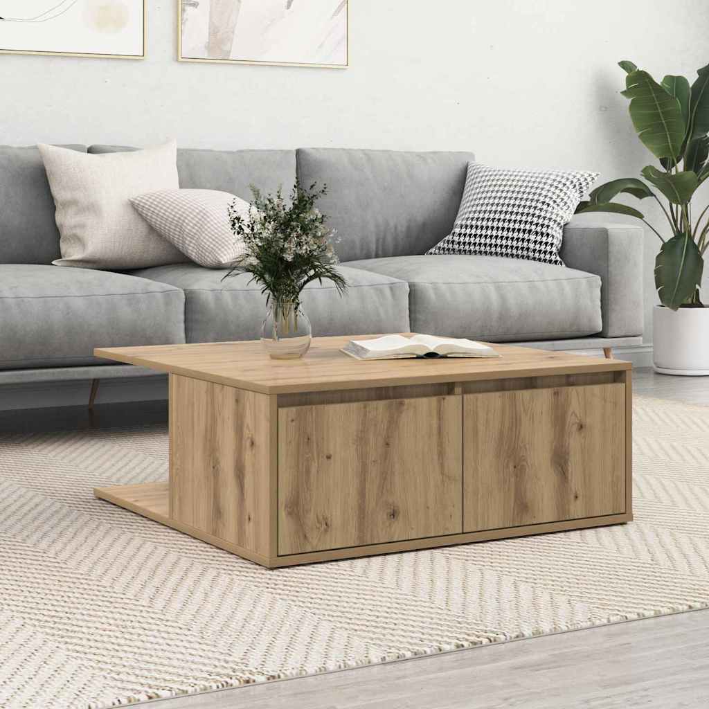 Table basse chêne artisanal 80 x 80 x 31 cm Bois d'ingénierie - XIOS