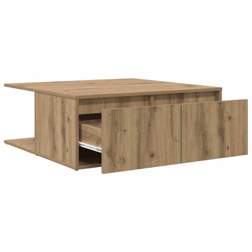 Table basse chêne artisanal 80 x 80 x 31 cm Bois d'ingénierie - XIOS