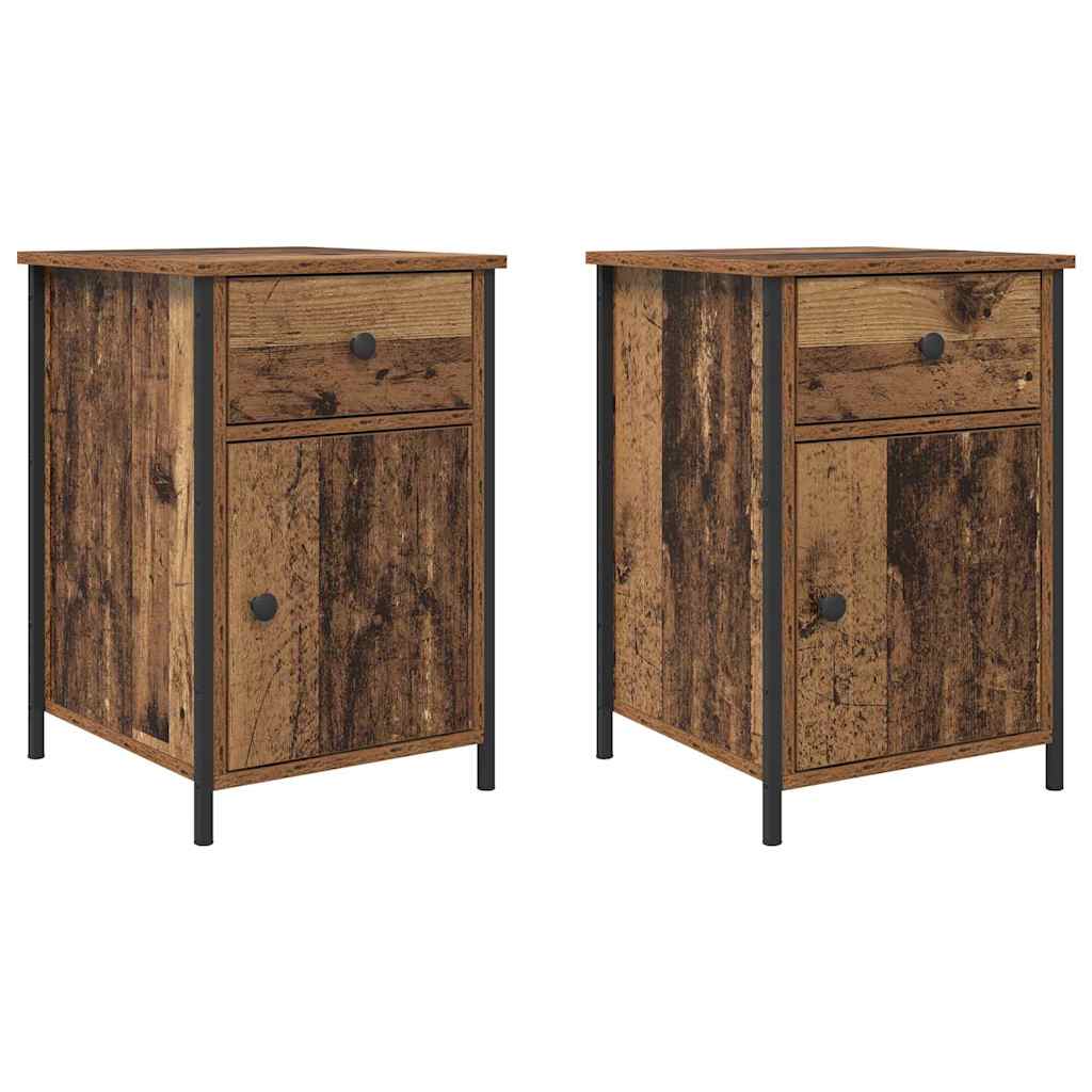 Cabinet de chevet avec tiroir 2 pcs Bois ancien 40 x 42 x 60 cm