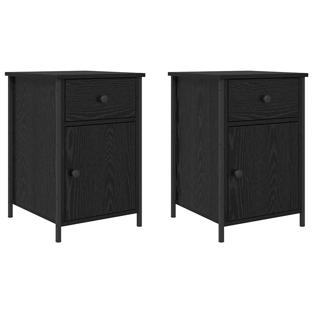 Cabinet de chevet avec tiroir 2 pcs Chêne noir 40 x 42 x 60 cm