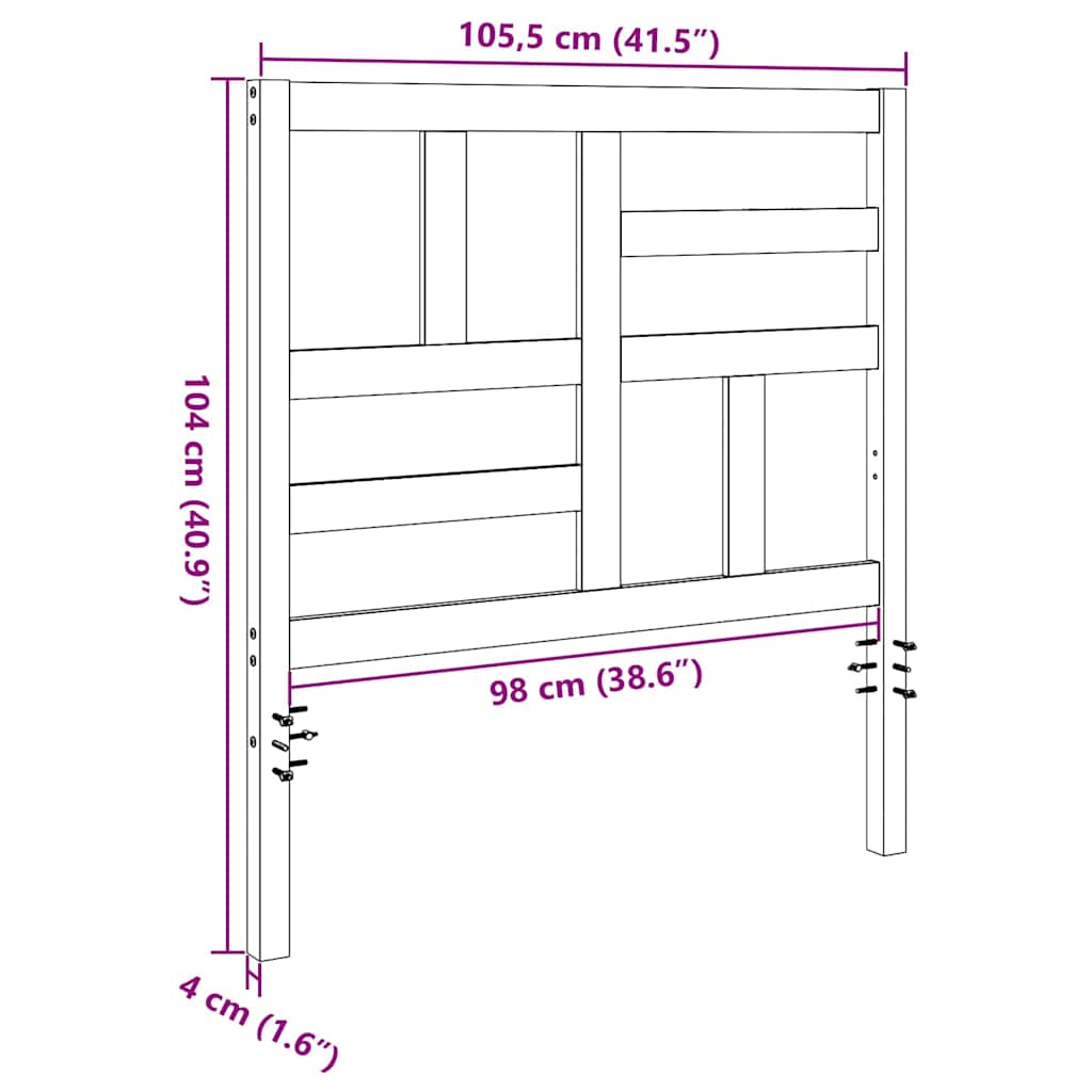 Tête de lit Brun cire 105,5 x 4 x 104 cm Pin massif - XIOS