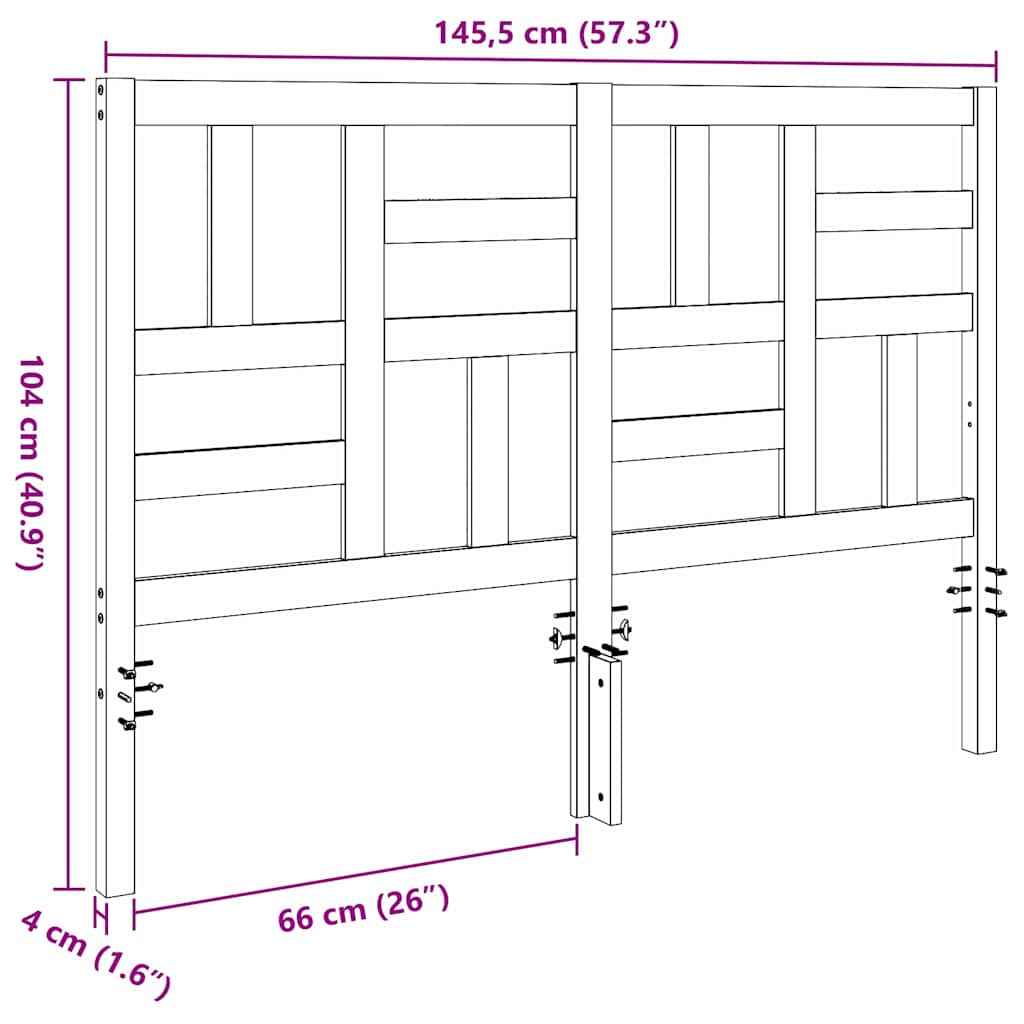 Tête de lit Brun cire 145,5 x 4 x 104 cm Pin massif - XIOS