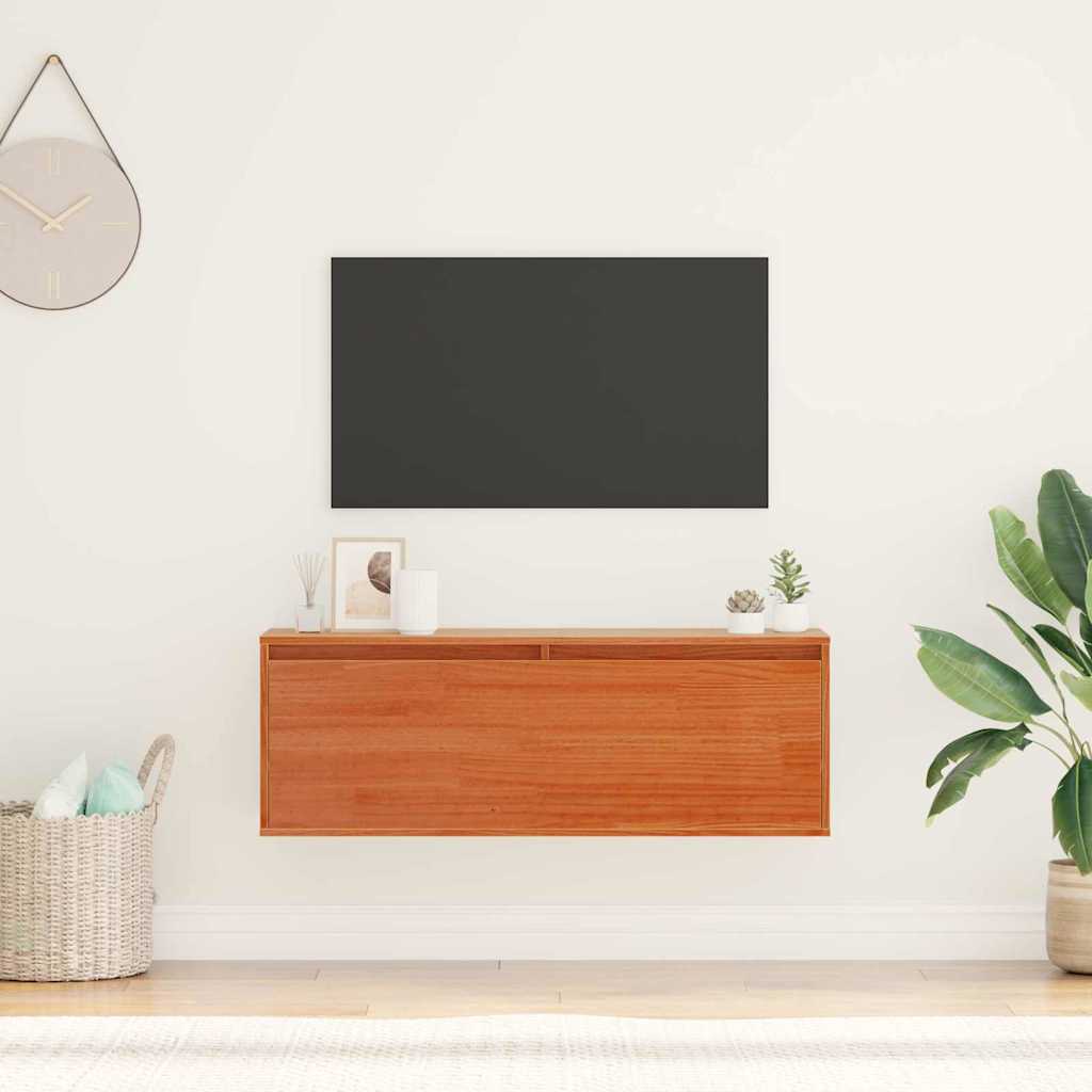 Meuble mural Marron cire 100 x 30 x 35 cm Bois massif en pin - XIOS