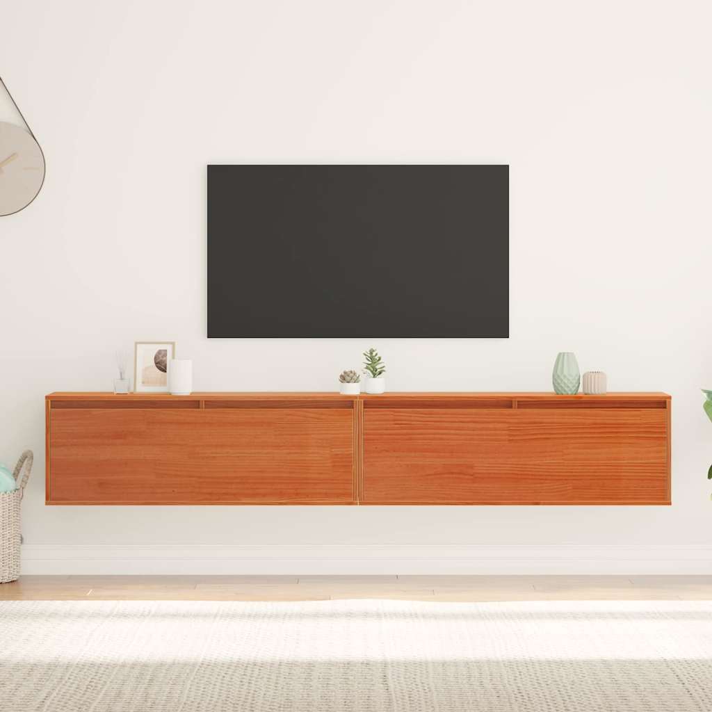 Meuble mural avec étagère Cire marron Bois de pin massif - XIOS