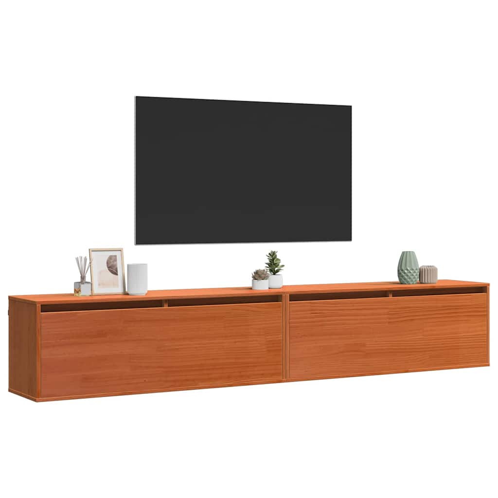 Meuble mural avec étagère Cire marron Bois de pin massif - XIOS